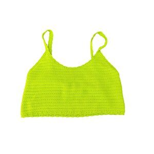 Aerie Women's Neon Green Crochet Crop‎ Top Tank Size M Summer Casual